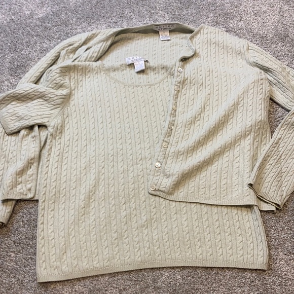 Silk & Cashmere Cardigan Sweater 2pc Set - Picture 1 of 10